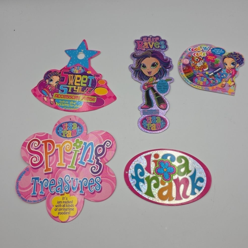Vintage Lisa Frank Original Cardboard Tags Lot Of 5